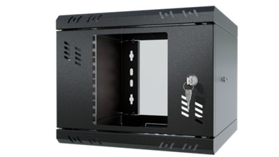 Stalflex 10 Inch 4U Wall Mounted Rack Cabinet Glass Door Black
