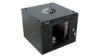 Stalflex 10 Inch 4U Wall Mounted Rack Cabinet Glass Door Black