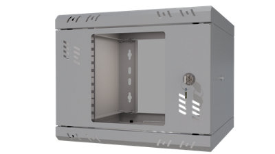 Stalflex 10 Inch 4U Wall Mounted Rack Cabinet Glass Door Grey
