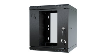 Stalflex 10 Inch 6U Wall Mounted Rack Cabinet Glass Door Black