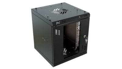 Stalflex 10 Inch 6U Wall Mounted Rack Cabinet Glass Door Black