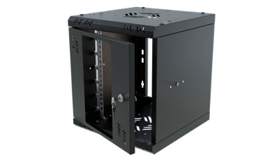 Stalflex 10 Inch 6U Wall Mounted Rack Cabinet Glass Door Black