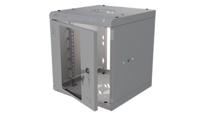 Stalflex 10 Inch 6U Wall Mounted Rack Cabinet Glass Door Grey