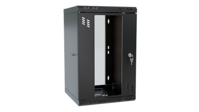 Stalflex 10 Inch 9U Wall Mounted Rack Cabinet Glass Door Black