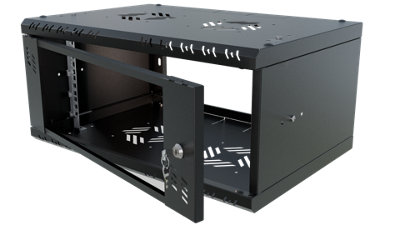Stalflex - 19" 4U Server Rack Data Cabinet Wall Mount 350mm Deep, Glass Door, Black, Durable & Compact, Secure & Easy Access Desig