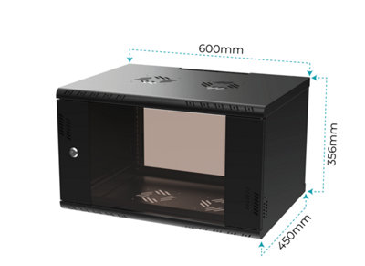 Stalflex Rack Cabinet 19 4U, 350mm, Glass Door, Black S RC19 4U 350GB