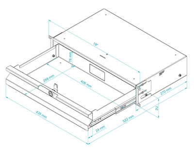 Stalflex 19 Inch Rack 2U 270 mm Black Lockable Drawer with Ball Bearing ...