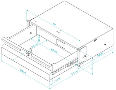 Stalflex 19 Inch Rack 3U 320 mm Grey Lockable Drawer with Ball Bearing ...