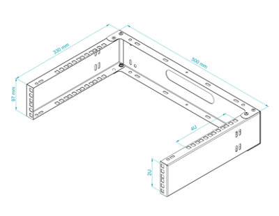 Stalflex 19 Inch Rack Bracket 2U Front 4U Top Bottom Wall Mount Powder ...