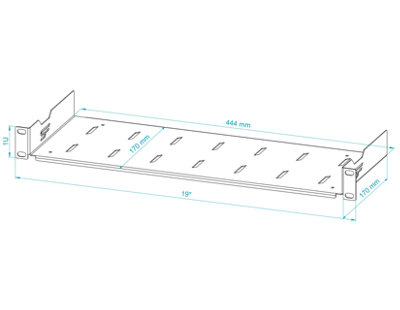 Stalflex 1U 19 Inch Rack Mount Shelf 170mm Deep Black Steel 25kg Load ...