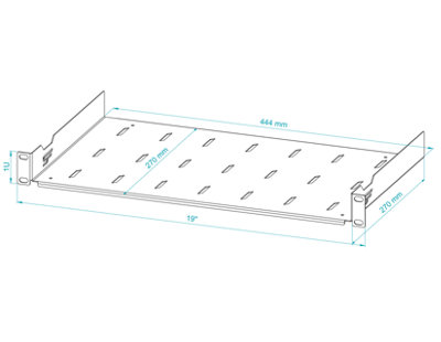 Stalflex 1U 19 Inch Rack Mount Shelf 270mm Deep Black with Fixings