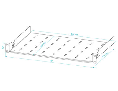 Stalflex 1U 19 Inch Rack Mount Shelf 300mm Deep Black with Fixings