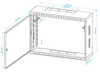 Stalflex 3U 180mm Grey 19 Inch Wall Rack Cabinet with Cable Access and ...