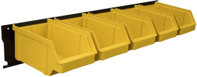 Stalflex Wall Mounted Tool Strip with 5 Yellow Containers Heavy Duty ...