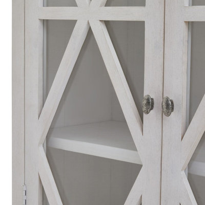 Stamford Plank Collection Tall Display Cabinet - Pine - L43 x W102 x H190 cm - White - 6