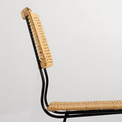 Stamp Dining Chair Natural Rattan Cane Seat and Cut-Out Backrest with a ...