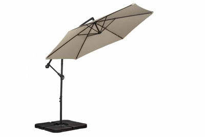 Standard Cantilever Over Hanging Parasol with Cross Stand - Steel/Polyester - L300 x W300 x H255 cm - Ivory