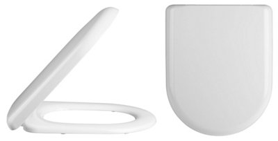 Standard D Shape Top Fix Soft Close Toilet Seat - White - Balterley