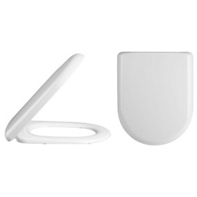 Standard D Shape Top Fix Soft Close Toilet Seat - White - Balterley