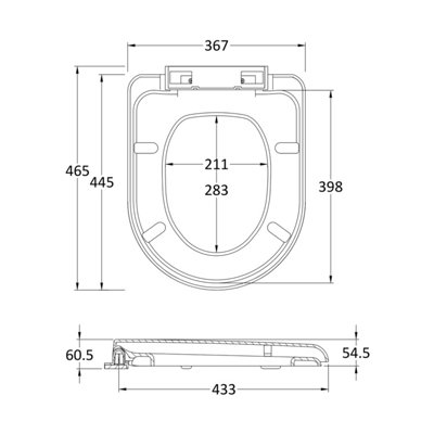 Standard D Shape Top Fix Soft Close - White