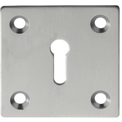 Standard Lock Profile Open Escutcheon 50 x 50mm Satin Chrome Keyhole Cover