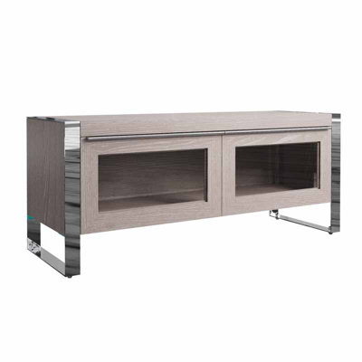 Standard TV Unit - Pine/MDF/Metal - L120 x W40 x H50 cm - Silver Oak/Chrome