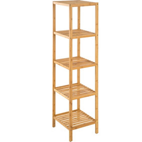 Standing bathroom shelf - 5 tiers in bamboo - brown
