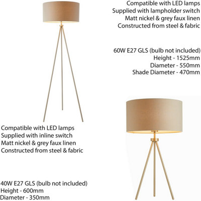 Tripod floor and 2024 table lamp set