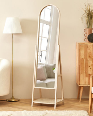 （株）吉桂　stand mirror  b3600wn Standing Mirror with Shelf CHAMBERY 170 cm Paulownia Wood Light Brown