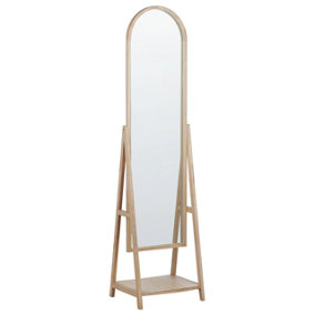 Standing Mirror with Shelf Light Wood CHAMBERY