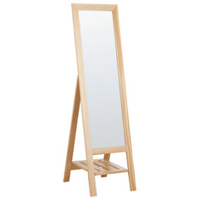 Standing Mirror with Shelf Light Wood LUISANT