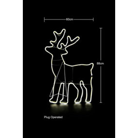 Standing Reindeer Neon Effect Rope Light Silhouette Double Side 90 Cool White LEDs