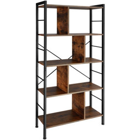 Standing shelf Charleston 75.5x30x155cm - Industrial wood dark, rustic
