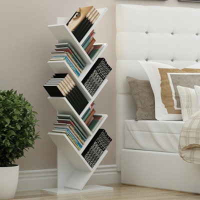 Standing White Wooden Tree Bookshelf Storage Rack for home 1320mm(H)