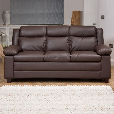 Standish 203cm Wide Brown 3 Seat Bonded Leather Sofa with Removable Arm Cushions and Back Rests DIY at B Q