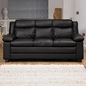 Standish 3 Seat Bonded Leather Sofa - Black