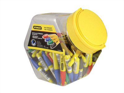 STANLEY 1-47-329 Mini Fine Tip Marker, Mixed Colours (Tub 72) STA147329