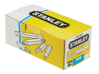 Stanley 3-68-807 Pozidriv Power Bits PZ2 x 100mm (Box 10) STA368807B