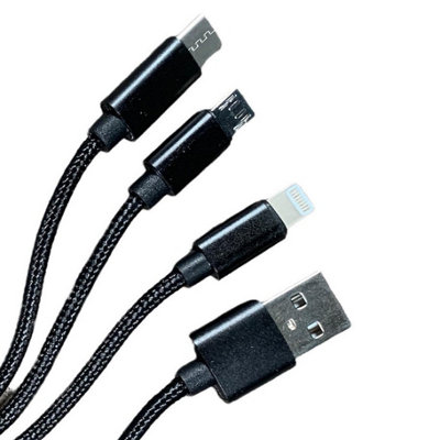 Stanley 3 in 1 Multi USB Charger Charging Cable iPhone Android Micro USB Car