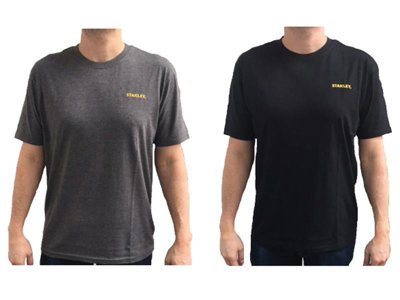 Stanley Clothing STW40026-123 T-Shirt Twin Pack Grey & Black - L STCTSGB2L