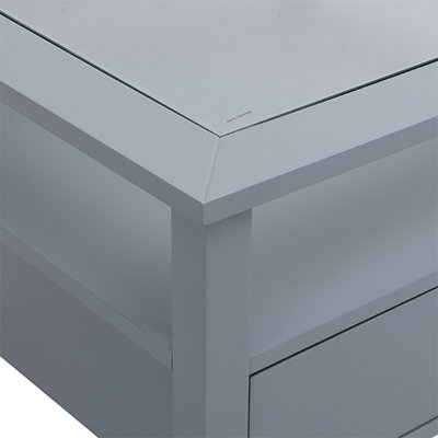 Stanley Coffee Table Clear Glass Top Coffee Table for Living Room Centre Table Tea Table for Living Room Furniture Grey