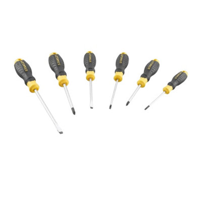 Stanley Cushion Grip Screwdriver Set (Pack of 6) Grey/Black/Yellow (One ...