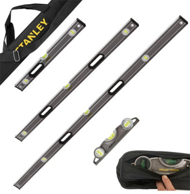 Stanley Fatmax Pro Box Beam 4 Piece Level Pack 6ft 4ft 2ft Torpedo and Level Bag