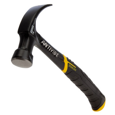 Stanley 1.25lb Curved Claw Hammer - Black/Yellow Grip, Forged Steel Construction