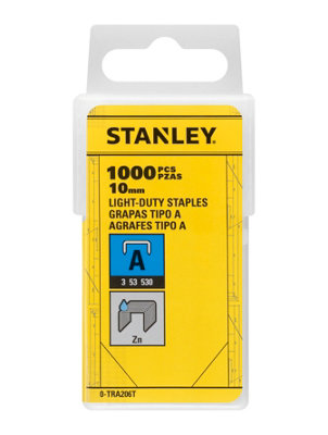 STANLEY Light Duty Staple Packs x 1000 0-TRA206T-Pack of 3