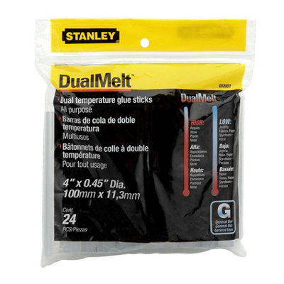 Stanley Mini Hot Glue Gun Sticks 11.3mm x 100mm 24 Pack Dual Temp STA1GS20DT