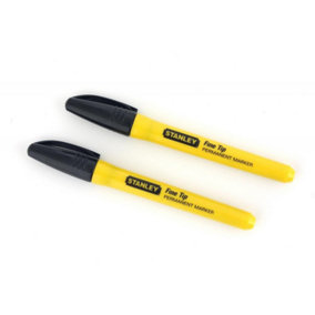 Stanley Permanent Marker Pen (Pack of 2) Black/Yellow (One Size)