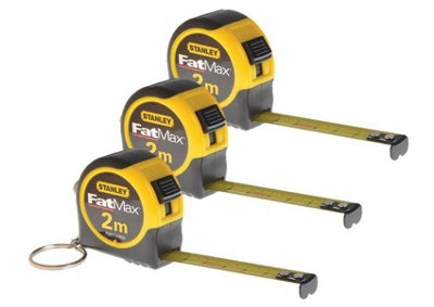 Stanley STA133856 3 x Key Ring Tape Measures 2m Metres Triple Pack 1-33-856