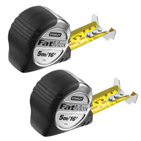 Stanley STA533886 FatMax Pro Silver Tape Measure 5m/16ft Twin Pack 5-33-886
