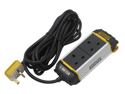 Stanley SXECFK0AHJE 2-Gang Powerboard with Belt-Clip 5m STE2GBELT